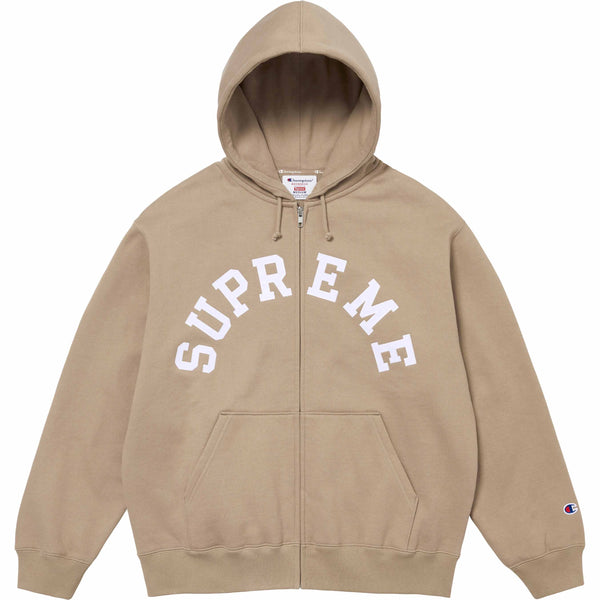 Supreme x Champion Zip Up Sweatshirt Tan